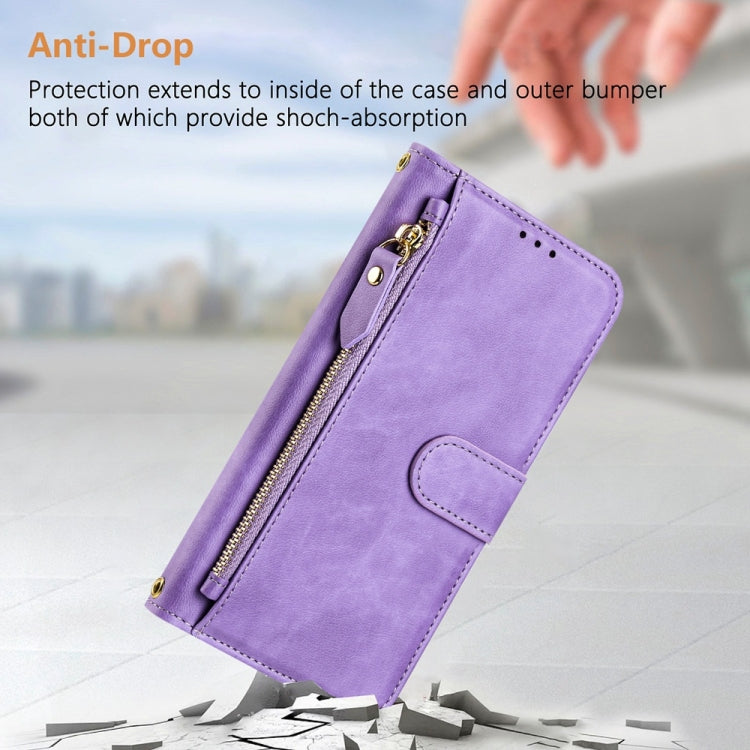 For iPhone 16 Pro Multi-Card Slots Zipper Wallet Leather Phone Case(Purple) - iPhone 16 Pro Cases by buy2fix | Online Shopping UK | buy2fix