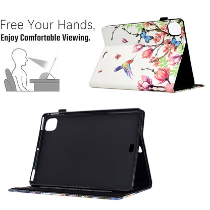 For iPad Pro 11 2024 Painted Pattern Leather Tablet Case(Flowers Bird) - iPad Pro 11 2024 Cases by buy2fix | Online Shopping UK | buy2fix