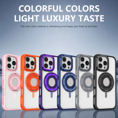 For iPhone 16 Skin Feel Transparent 360 Degree Rotating Silicone Ring Holder Phone Case(Purple) - iPhone 16 Cases by buy2fix | Online Shopping UK | buy2fix