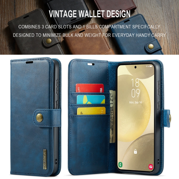 For Samsung Galaxy S24 FE 5G DG.MING Crazy Horse Texture Detachable Magnetic Leather Case(Blue) - Galaxy S24 FE 5G Cases by DG.MING | Online Shopping UK | buy2fix