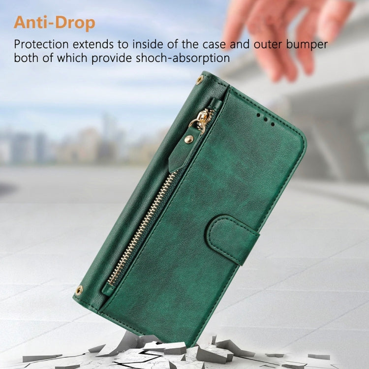 For Motorola Moto G Stylus 5G 2024 Multi-Card Slots Zipper Wallet Leather Phone Case(Green) - Motorola Cases by buy2fix | Online Shopping UK | buy2fix