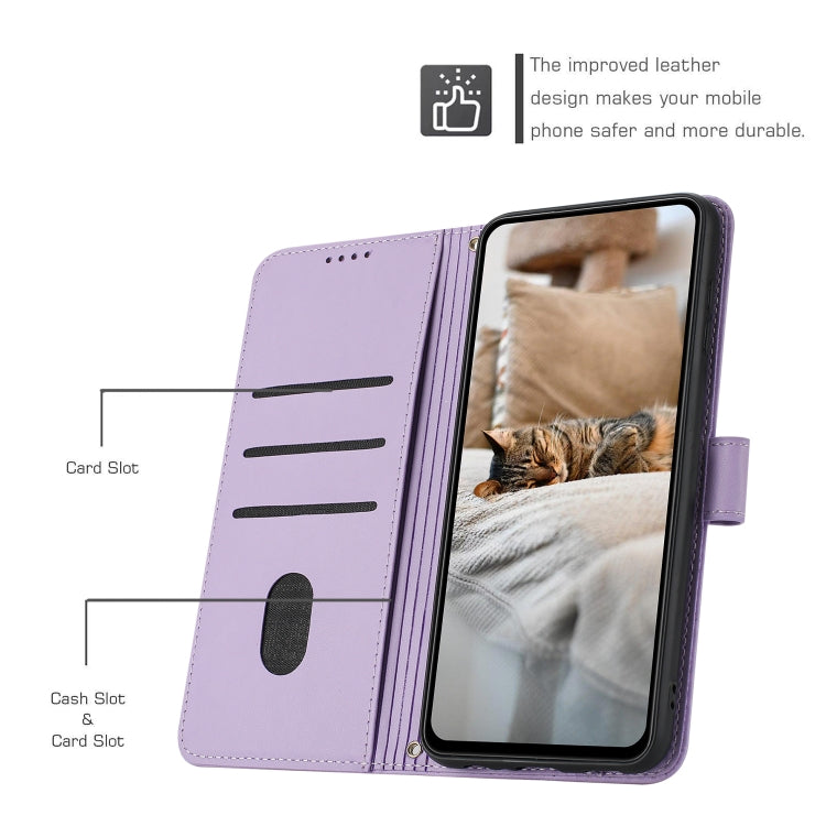 For iPhone 16 Pro Max Embossed Kitten Phone Leather Case with Lanyard(Purple) - iPhone 16 Pro Max Cases by buy2fix | Online Shopping UK | buy2fix