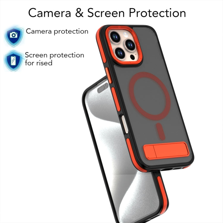 For iPhone 16 Pro Dual-Color Skin Feel Magsafe Phone Case with Holder(Orange) - iPhone 16 Pro Cases by buy2fix | Online Shopping UK | buy2fix