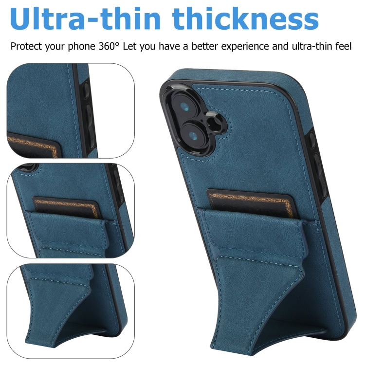 For iPhone 16 Ultra-thin Shockproof Phone Protective Case with Holder(Blue) - iPhone 16 Cases by buy2fix | Online Shopping UK | buy2fix