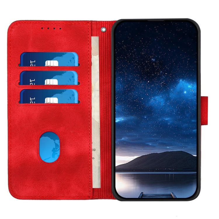 For Samsung Galaxy S25+ 5G YX0080 Grid Butterfly Embossed Pattern Flip Leather Phone Case with Lanyard(Red) - Galaxy S25+ 5G Cases by buy2fix | Online Shopping UK | buy2fix