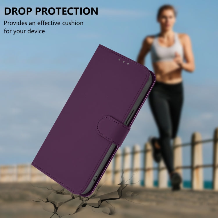 For OnePlus 11 Skin Feel Solid Color Leather Phone Case with Lanyard(Violet) - OnePlus Cases by buy2fix | Online Shopping UK | buy2fix