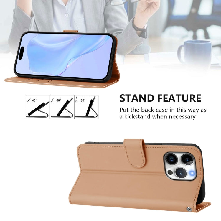 For iPhone 16 Pro Max Skin Feel Solid Color Leather Phone Case with Lanyard(Nude) - iPhone 16 Pro Max Cases by buy2fix | Online Shopping UK | buy2fix