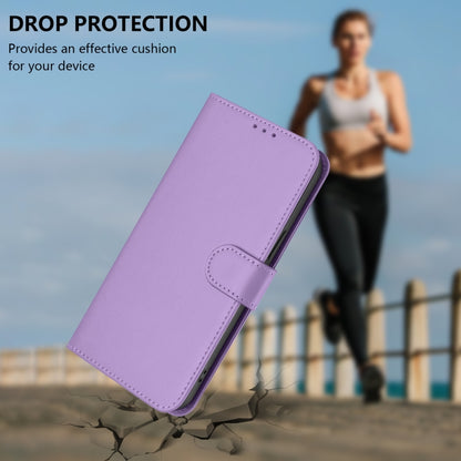 For iPhone 16 Plus Skin Feel Solid Color Leather Phone Case with Lanyard(Lavender Purple) - iPhone 16 Plus Cases by buy2fix | Online Shopping UK | buy2fix