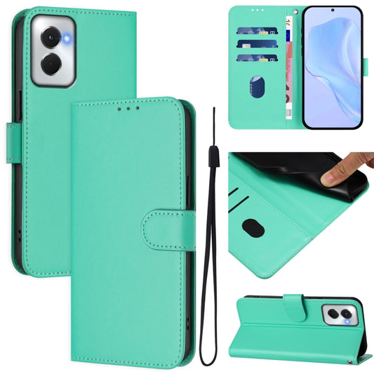 For Motorola Moto G Power 5G 2024 Skin Feel Solid Color Leather Phone Case with Lanyard(Green) - Motorola Cases by buy2fix | Online Shopping UK | buy2fix