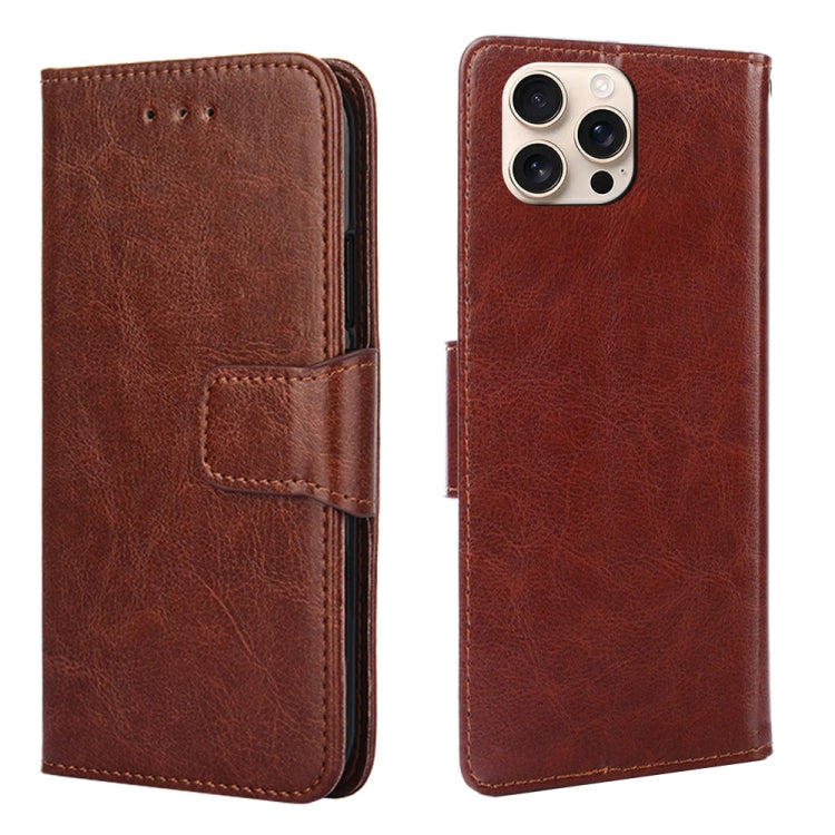 For iPhone 16 Pro Crystal Texture Leather Phone Case(Brown) - iPhone 16 Pro Cases by buy2fix | Online Shopping UK | buy2fix