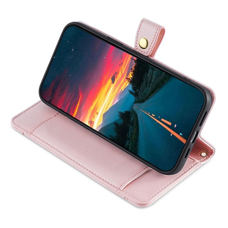 For iPhone 16 Sheep Texture Cross-body Zipper Wallet Leather Phone Case(Pink) - iPhone 16 Cases by buy2fix | Online Shopping UK | buy2fix