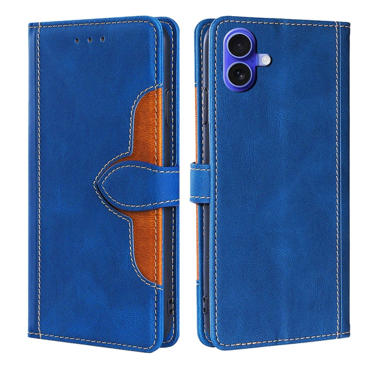 For iPhone 16 Skin Feel Magnetic Buckle Leather Phone Case(Blue) - iPhone 16 Cases by buy2fix | Online Shopping UK | buy2fix