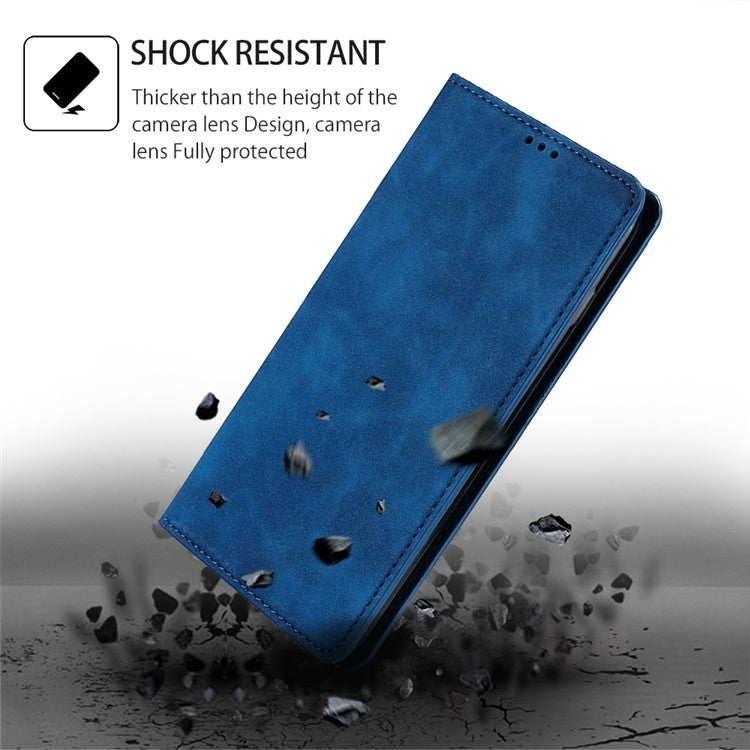 For iPhone 16 Skin Feel Magnetic Leather Phone Case(Blue) - iPhone 16 Cases by buy2fix | Online Shopping UK | buy2fix