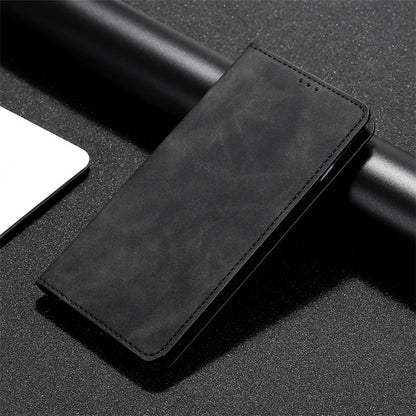 For iPhone 16 Skin Feel Magnetic Leather Phone Case(Black) - iPhone 16 Cases by buy2fix | Online Shopping UK | buy2fix