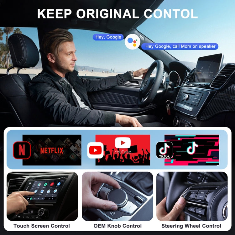 USB Interface Wired to Wireless CarPlay Auto Adapter for Android, Specification:Round(White) - Bluetooth Adapters by buy2fix | Online Shopping UK | buy2fix