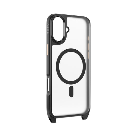 For iPhone 16 TOTU PC-26 Skin Feel MagSafe Magnetic Lanyard Hole Phone Case(Black) - iPhone 16 Cases by TOTUDESIGN | Online Shopping UK | buy2fix