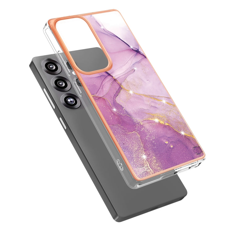 For Samsung Galaxy S25 Ultra 5G Electroplating Marble Pattern Dual-side IMD TPU Shockproof Phone Case(Purple 001) - Galaxy S25 Ultra 5G Cases by buy2fix | Online Shopping UK | buy2fix