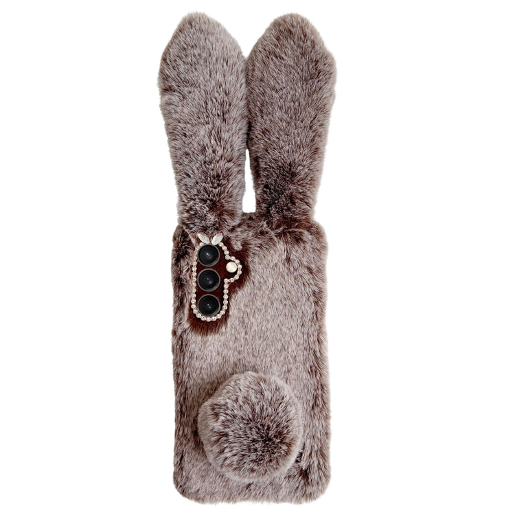 For Samsung Galaxy S25+ 5G Cute Plush Rabbit TPU Phone Case(Brown) - Galaxy S25+ 5G Cases by buy2fix | Online Shopping UK | buy2fix