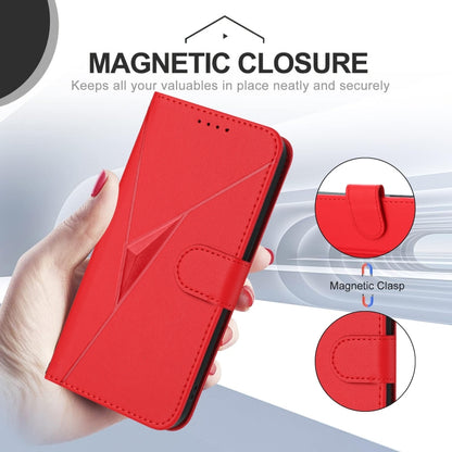 For OnePlus 12 Triangle Pattern Buckle Clasp Leather Phone Case(Red) - OnePlus Cases by buy2fix | Online Shopping UK | buy2fix