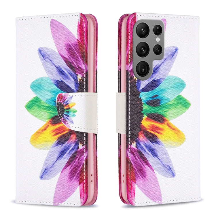 For Samsung Galaxy S25 Ultra 5G Colored Drawing Pattern Leather Phone Case(Sun Flower) - Galaxy S25 Ultra 5G Cases by buy2fix | Online Shopping UK | buy2fix