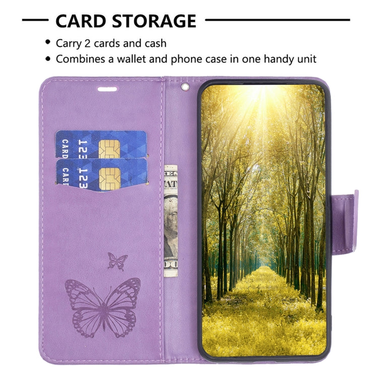 For Samsung Galaxy S25+ 5G Embossing Two Butterflies Pattern Leather Phone Case(Purple) - Galaxy S25+ 5G Cases by buy2fix | Online Shopping UK | buy2fix