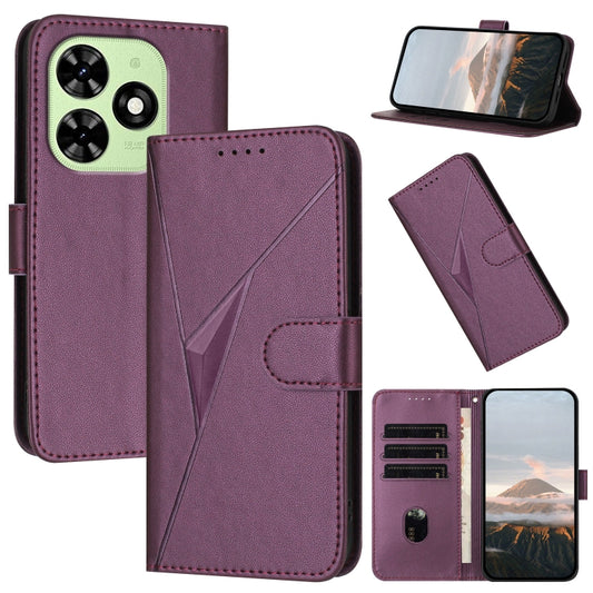 For Tecno Spark Go 2024 Triangle Pattern Buckle Clasp Leather Phone Case(Dark Purple) - Tecno Cases by buy2fix | Online Shopping UK | buy2fix