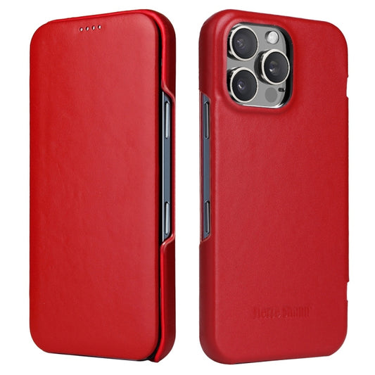 For iPhone 16 Pro Max Fierre Shann Top Layer Cowhide Business Magnetic Leather Phone Case(Red) - iPhone 16 Pro Max Cases by FIERRE SHANN | Online Shopping UK | buy2fix