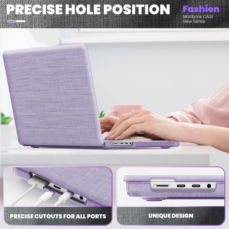 For MacBook Pro 16.2 inch A2991 / A2485 Fabric Magnetic Holder Laptop Protective Case(Purple) - MacBook Pro Cases by buy2fix | Online Shopping UK | buy2fix