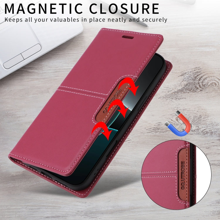 For iPhone 16 GQUTROBE G01 RFID Anti-theft Leather Phone Case(Red) - iPhone 16 Cases by GQUTROBE | Online Shopping UK | buy2fix