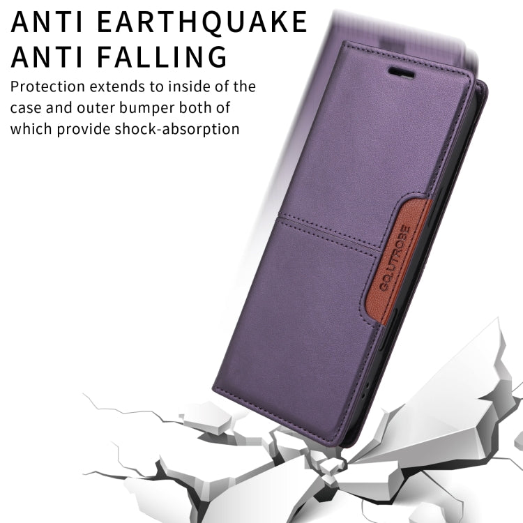 For iPhone 16 GQUTROBE G01 RFID Anti-theft Leather Phone Case(Purple) - iPhone 16 Cases by GQUTROBE | Online Shopping UK | buy2fix