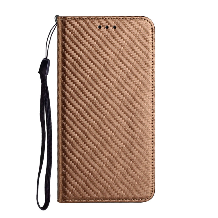 For Samsung Galaxy S25 5G Carbon Fiber Texture Magnetic Flip Leather Phone Case(Brown) - Galaxy S25 5G Cases by buy2fix | Online Shopping UK | buy2fix