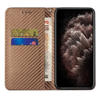 For Samsung Galaxy S25 Ultra 5G Carbon Fiber Texture Magnetic Flip Leather Phone Case(Brown) - Galaxy S25 Ultra 5G Cases by buy2fix | Online Shopping UK | buy2fix