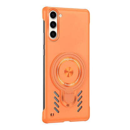 For Samsung Galaxy S25 5G Ice Sense Series Graphene Cooling MagSafe Holder Phone Case(Orange) - Galaxy S25 5G Cases by buy2fix | Online Shopping UK | buy2fix