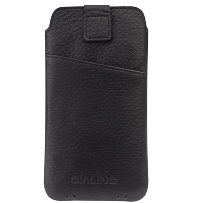 For iPhone X / XS QIALINO Nappa Texture Top-grain Leather Liner Bag with Card Slots(Black) - More iPhone Cases by QIALINO | Online Shopping UK | buy2fix