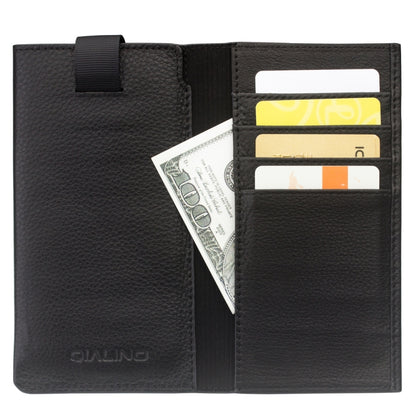 For iPhone X / XS QIALINO Nappa Texture Top-grain Leather Horizontal Flip Wallet Case with Card Slots(Black) - More iPhone Cases by QIALINO | Online Shopping UK | buy2fix