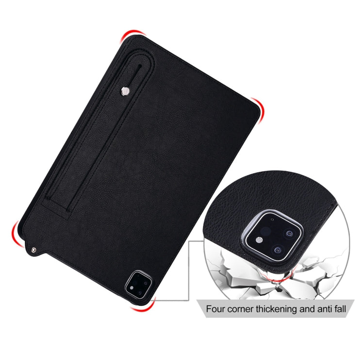 For Samsung Galaxy Tab S10+ / S9+ / S8+ TPU Leather Back Tablet Case with Wristband(Black) - Tab S10+ Cases by buy2fix | Online Shopping UK | buy2fix