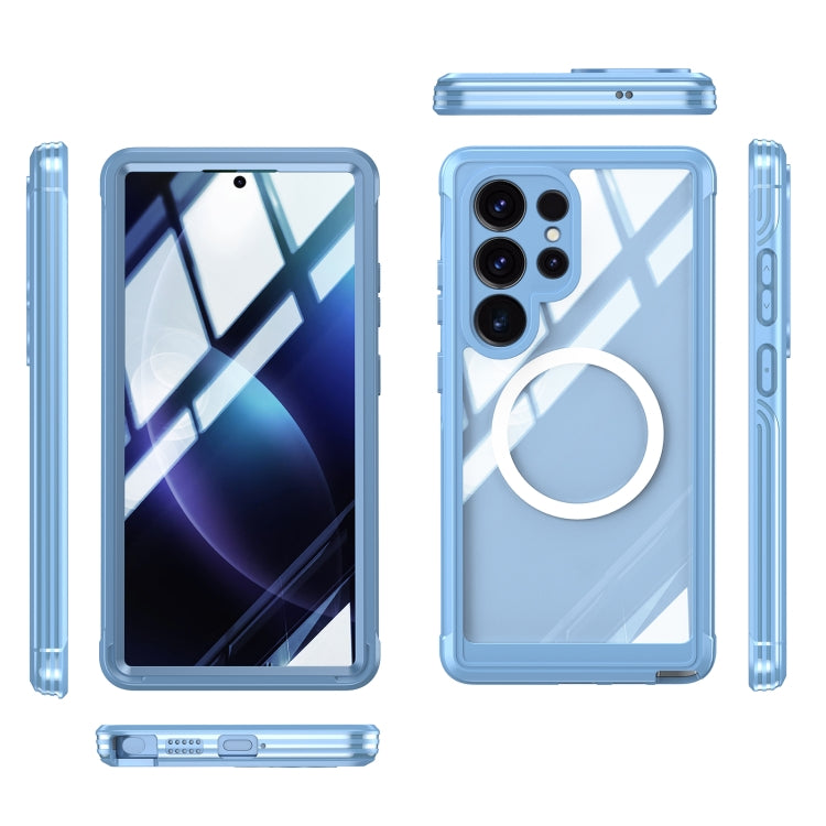 For Samsung Galaxy S25 Ultra 5G Tempered Glass MagSafe Phone Case(Sky Blue) - Galaxy S25 Ultra 5G Cases by buy2fix | Online Shopping UK | buy2fix