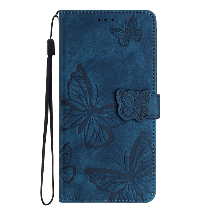 For OnePlus 13 Skin-feel Embossed Butterfly Leather Phone Case(Blue) - OnePlus Cases by buy2fix | Online Shopping UK | buy2fix