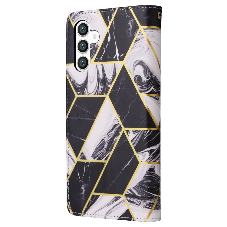 For Samsung Galaxy S25+ 5G Marble Bronzing Stitching Leather Phone Case(Black) - Galaxy S25+ 5G Cases by buy2fix | Online Shopping UK | buy2fix