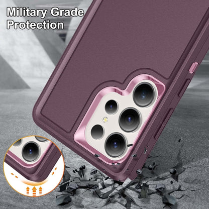 For Samsung Galaxy S25 Ultra 5G Rugged PC Hybrid Silicone Phone Case with Holder(Purple+Pink) - Galaxy S25 Ultra 5G Cases by buy2fix | Online Shopping UK | buy2fix