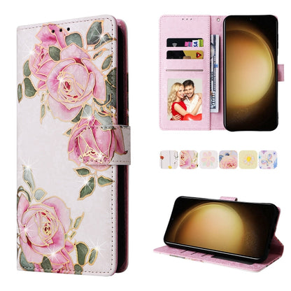 For Samsung Galaxy S25+ 5G Bronzing Painting RFID Leather Phone Case(Rose Flower) - Galaxy S25+ 5G Cases by buy2fix | Online Shopping UK | buy2fix