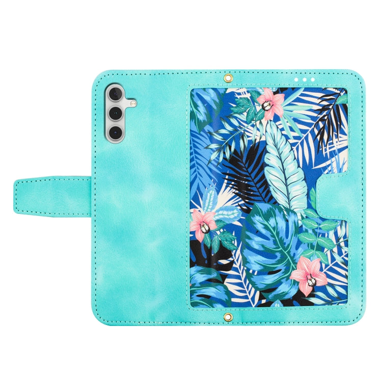 For Samsung Galaxy S25+ 5G Floral Pattern Leather Phone Case with Lanyard(Green) - Galaxy S25+ 5G Cases by buy2fix | Online Shopping UK | buy2fix