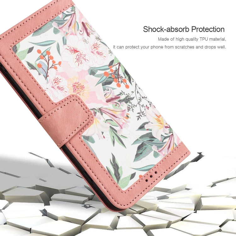 For Samsung Galaxy S25 5G Floral Pattern Leather Phone Case with Lanyard(Pink) - Galaxy S25 5G Cases by buy2fix | Online Shopping UK | buy2fix