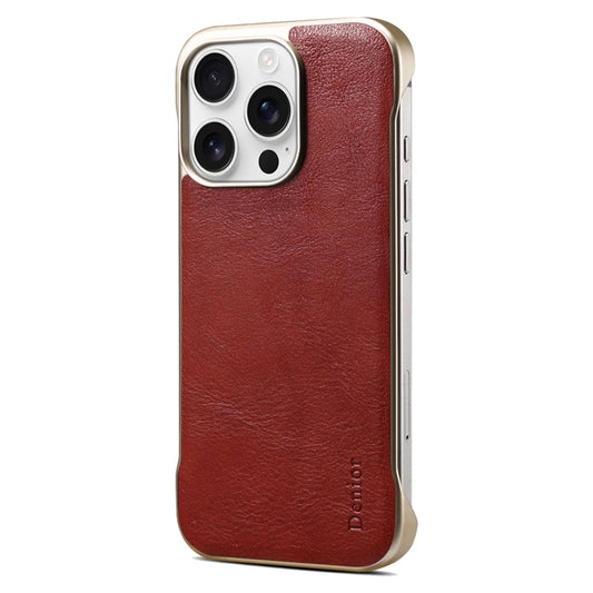 For iPhone 16 Pro Max Denior MagSafe Genuine Leather Calf Texture  Phone Case(Red) - iPhone 16 Pro Max Cases by Denior | Online Shopping UK | buy2fix