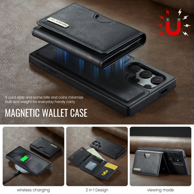 For Samsung Galaxy S24 Ultra 5G DG.MING M6 Series RFID Tri-fold Card Bag Removable Leather Phone Case(Black) - Galaxy S24 Ultra 5G Cases by DG.MING | Online Shopping UK | buy2fix