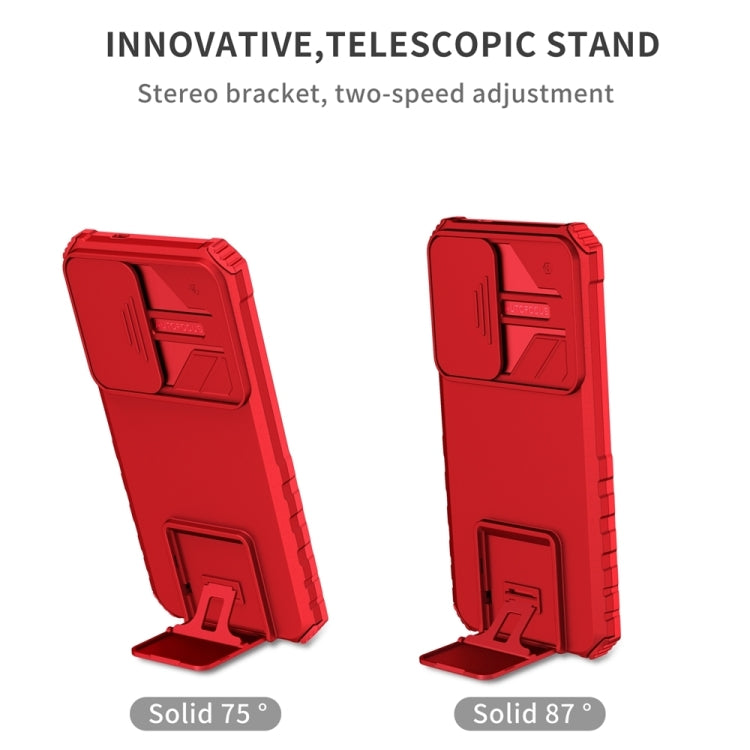 For Samsung Galaxy S25+ 5G Stereoscopic Holder Sliding Camshield Phone Case(Red) - Galaxy S25+ 5G Cases by buy2fix | Online Shopping UK | buy2fix