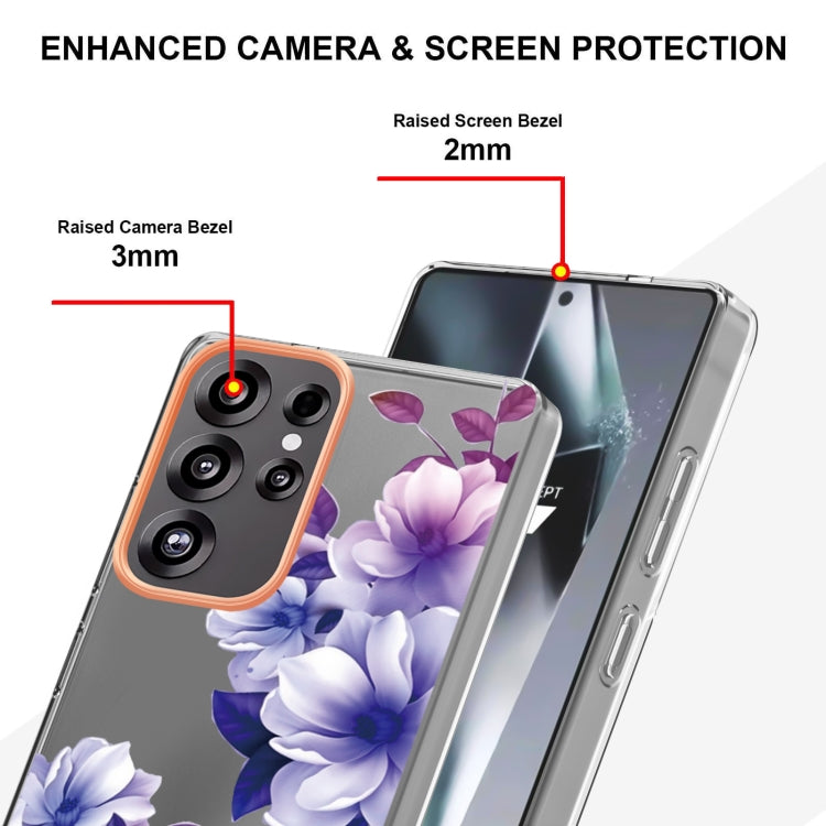 For Samsung Galaxy S25 Ultra 5G Flowers and Plants Series IMD TPU Phone Case(Purple Begonia) - Galaxy S25 Ultra 5G Cases by buy2fix | Online Shopping UK | buy2fix