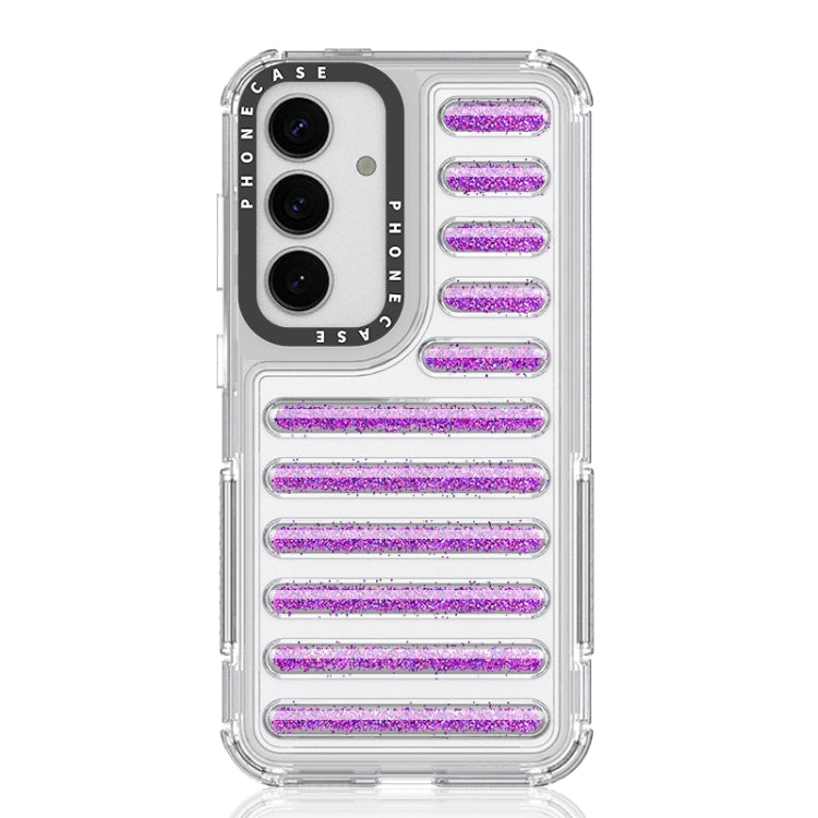 For Samsung Galaxy S25 5G Capsule Glitter TPU Hybrid PC Airbag Phone Case(Purple) - Galaxy S25 5G Cases by buy2fix | Online Shopping UK | buy2fix