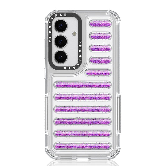 For Samsung Galaxy S25 5G Capsule Glitter TPU Hybrid PC Airbag Phone Case(Purple) - Galaxy S25 5G Cases by buy2fix | Online Shopping UK | buy2fix