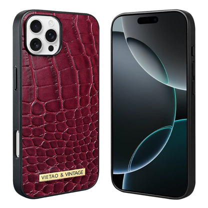 For iPhone 16 Pro VIETAO Alligator Texture PU Phone Case(Red) - iPhone 16 Pro Cases by VIETAO | Online Shopping UK | buy2fix